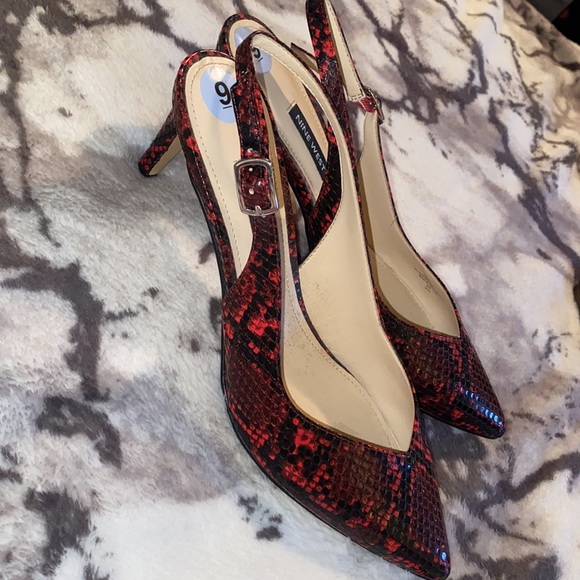 Nine West Red Snakeskin Heels - Picture 2 of 6